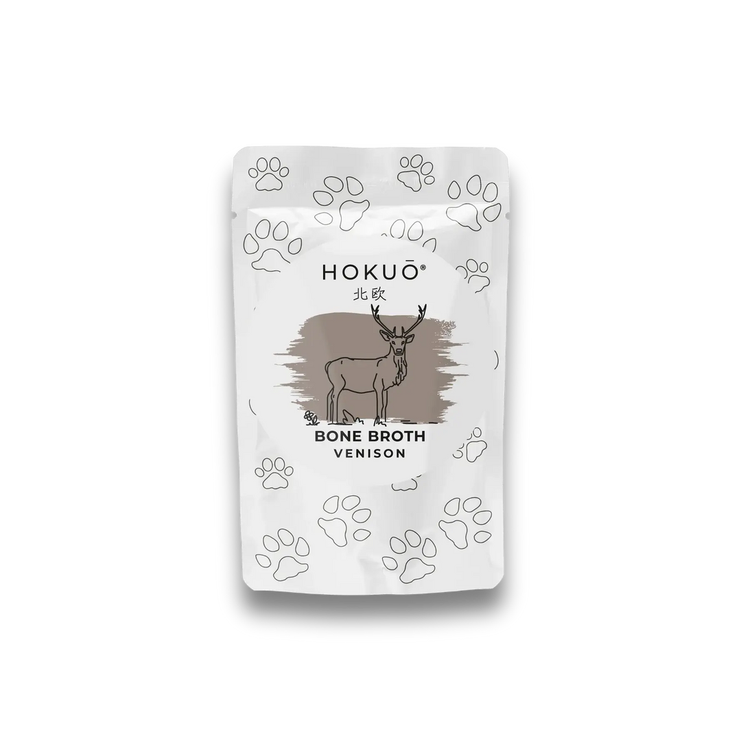 Hokuō® - Bone broth - Smak av hjort og reishi - 100ml  |  Pawesomeday.no