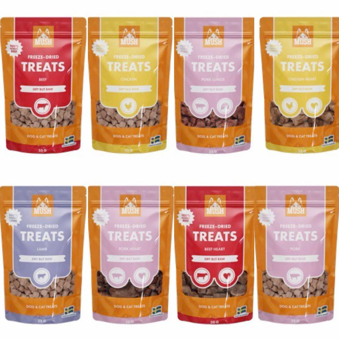 MUSH Treats Smakspakke – Prøv alle variantene! 🌟🐾  |  Pawesomeday.no