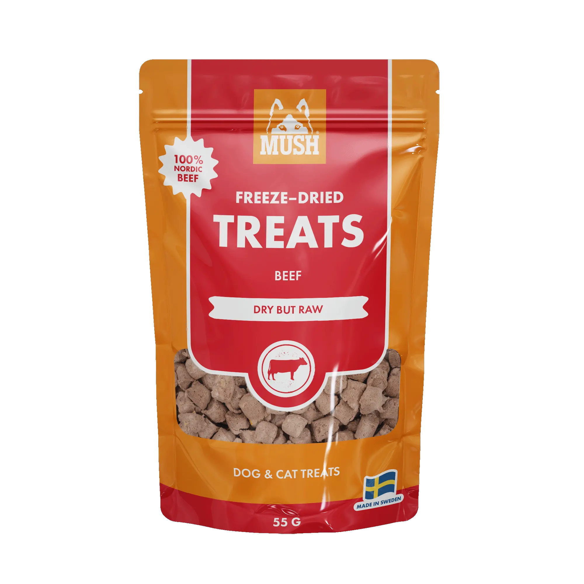 MUSH Treats Frysetørket Storfe – Næringsrike godbiter for hund og katt 🐾  |  Pawesomeday.no