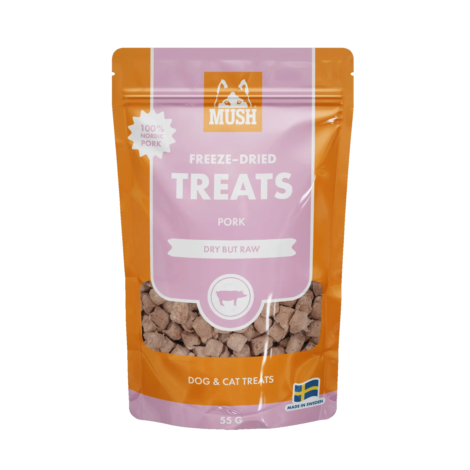 MUSH Treats Frysetørket Svin – Naturlige godbiter for hund og katt 🐾  |  Pawesomeday.no